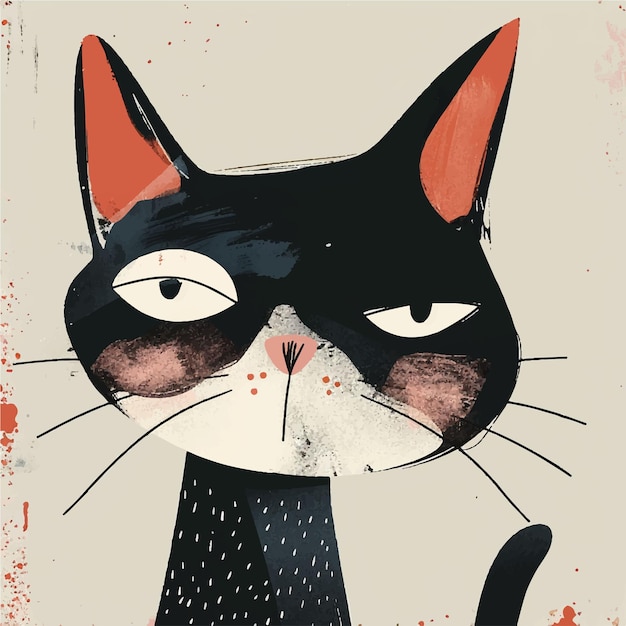 Vector ilustración de un gato sentado y con fondo de color claro