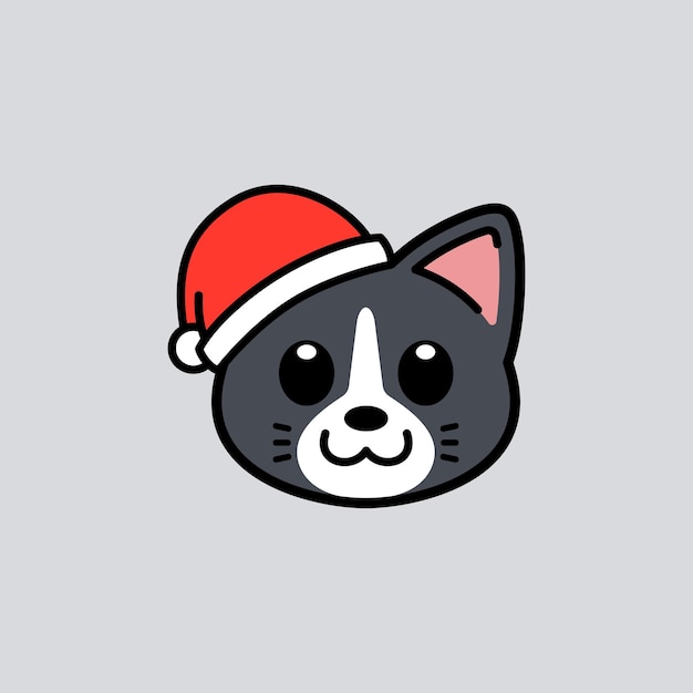 Ilustración del gato con el sombrero de Papá Noel