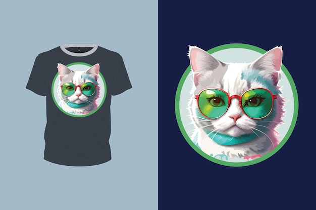 Ilustración de gatos con salpicaduras coloridas para el diseño de camisetas editables archivo vectorial listo para imprimir