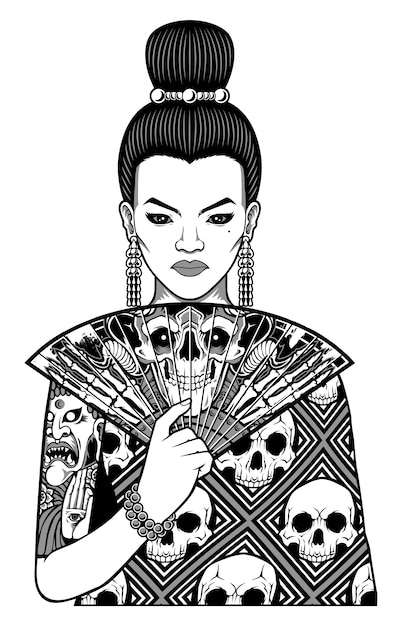 Ilustración de geisha