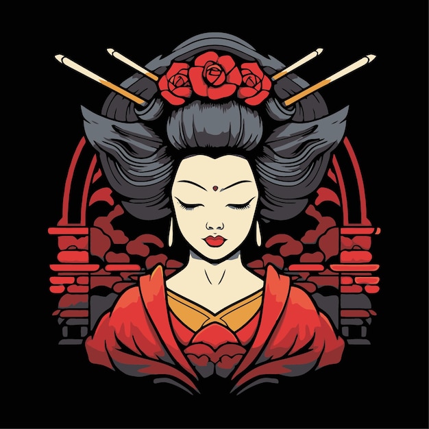 Vector ilustración de una geisha