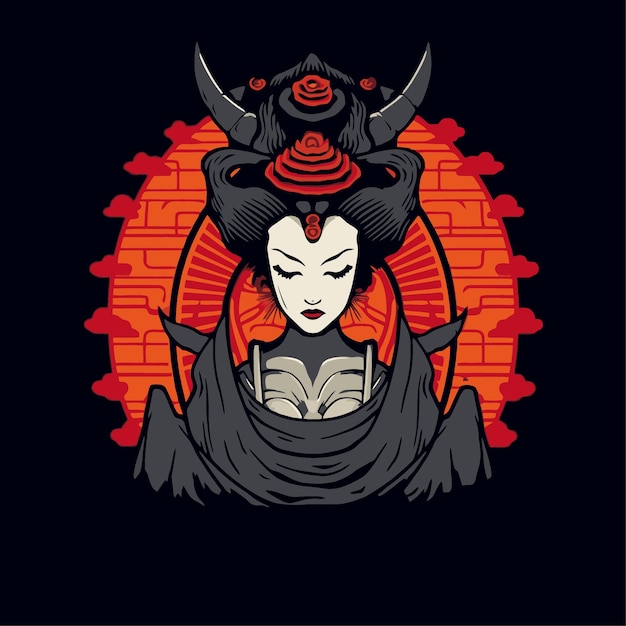 Ilustración de una geisha