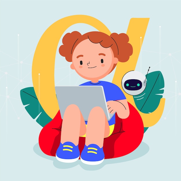 Ilustración de la generación alfa dibujada a mano