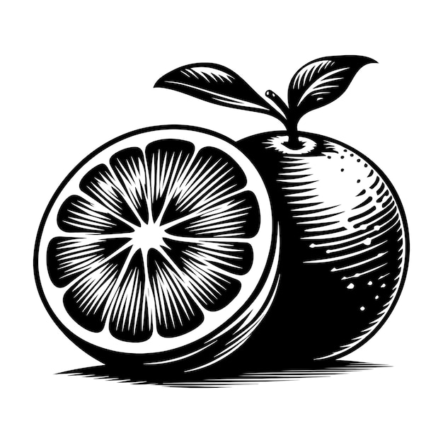 Ilustración generativa de arte clip monocromático de frutas de naranja con IA