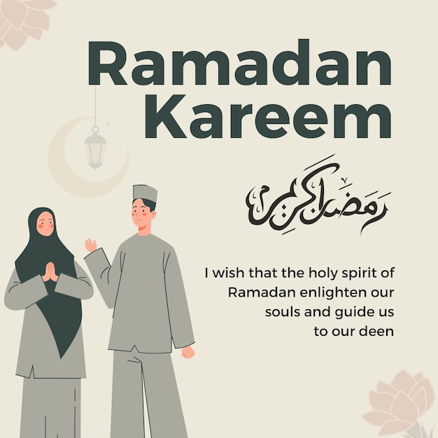 Ilustración de la gente de ramadan kareem en instagram