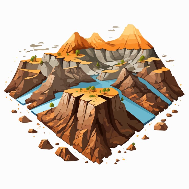 Vector ilustración geológica de la falla de la montaña block con explicación detallada