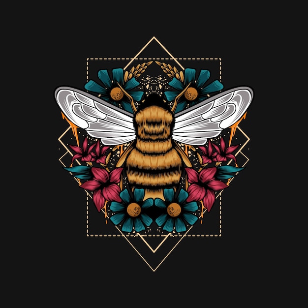 Ilustración de geometría de flor de abeja