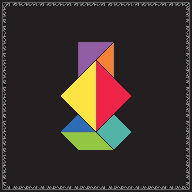 Ilustración geométrica colorida del vaso vectorial del rompecabezas Tangram