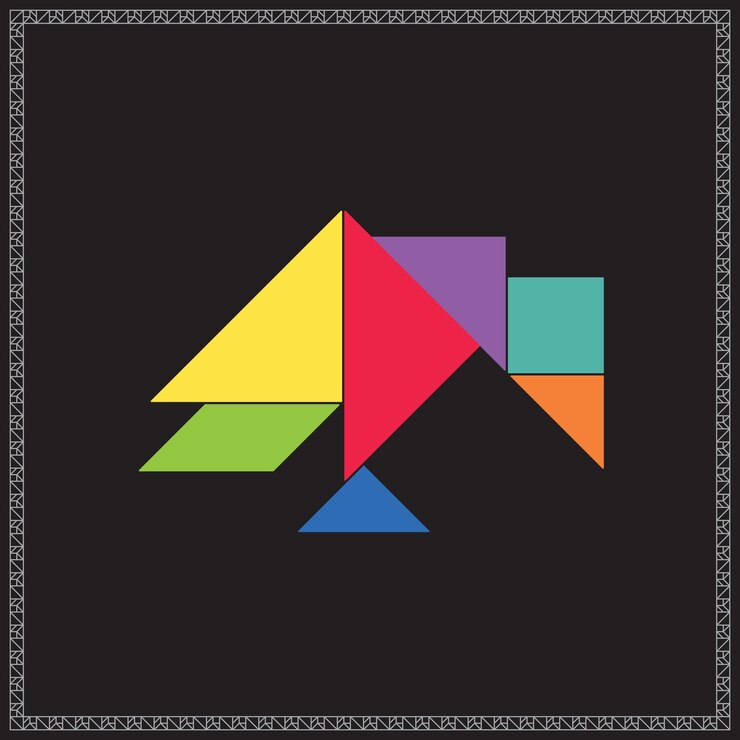 Vector ilustración geométrica colorida del vector de cuervo del rompecabezas de tangram