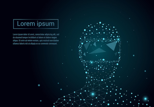 Ilustración geométrica de contorno de alambre de baja poli Gafas de realidad virtual