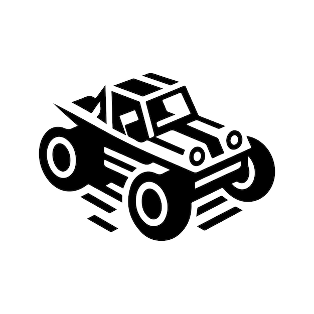 Ilustración geométrica monocromática del logotipo del buggy de las dunas