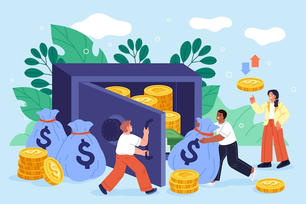 Ilustración de gestión de dinero plano