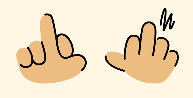 Ilustración del gesto del dedo medio en un estilo de arte minimalista y casual 2 vectores de dibujos animados