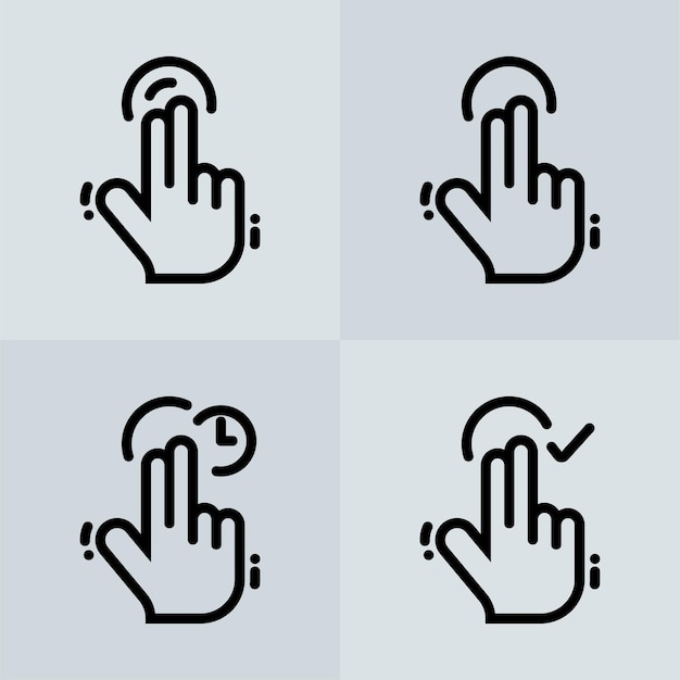 Ilustración del gesto de las manos de la pantalla táctil en estilo de línea