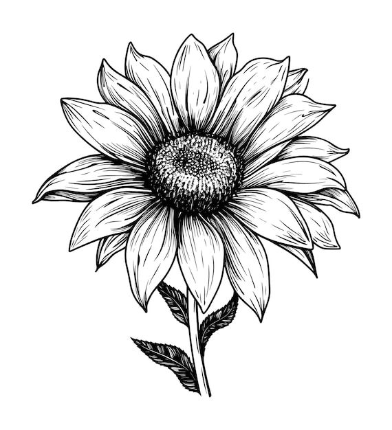 Vector ilustración de girasol dibujada a mano