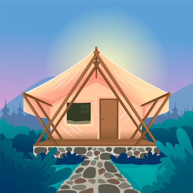 Ilustración de glamping degradado