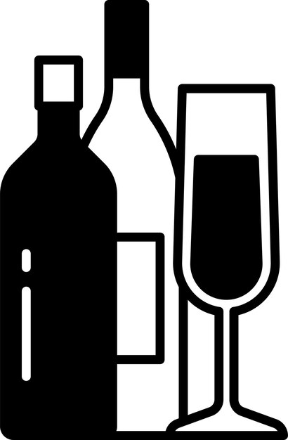 Ilustración de glifo de alcohol y vector de líneas