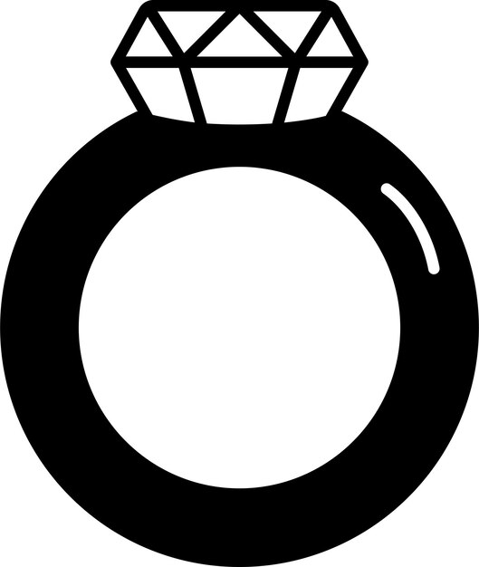 Ilustración de glifo de anillo de diamante y vector de línea