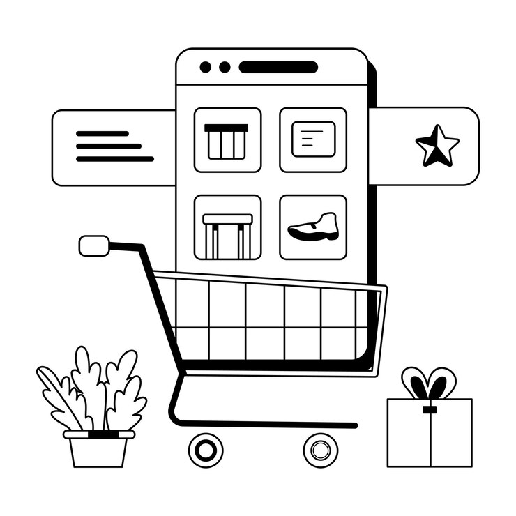 Vector una ilustración de glifo de la aplicación de compras