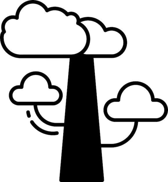 Ilustración de glifo de árbol de eucalipto y vector de líneas