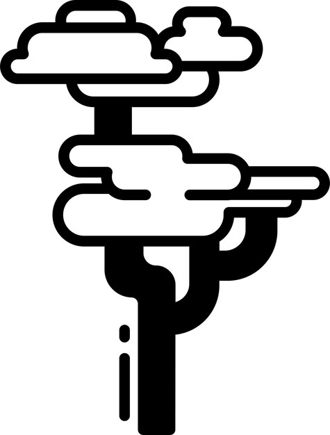 Ilustración de glifo de árbol y vector de línea