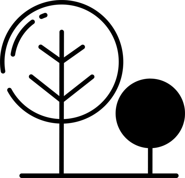 Ilustración de glifo de árbol y vector de línea