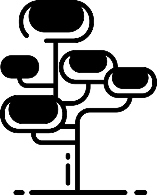 Ilustración de glifo de árbol y vector de línea