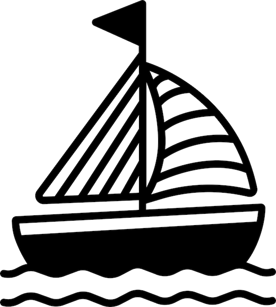 Ilustración de glifo de barco y vector de líneas