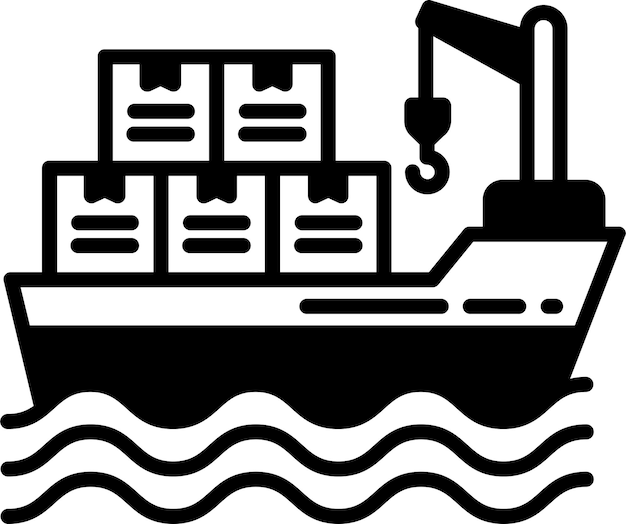 Ilustración de glifo de barco y vector de líneas