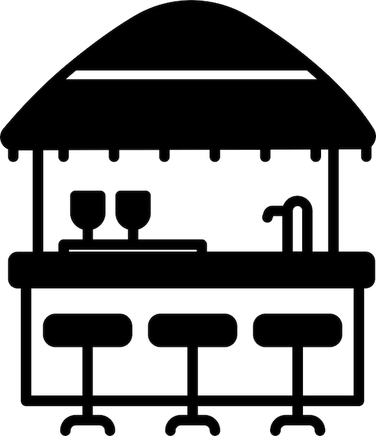 Ilustración de glifo de barra de playa y vector de línea