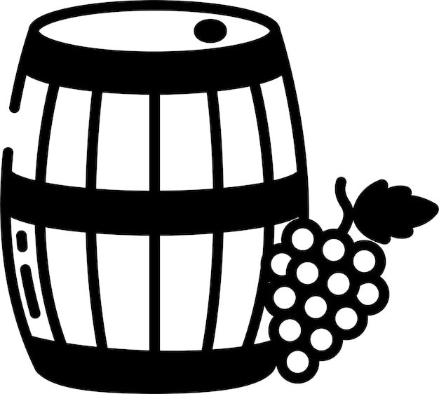 Ilustración de glifo de barril de vino y vector de línea