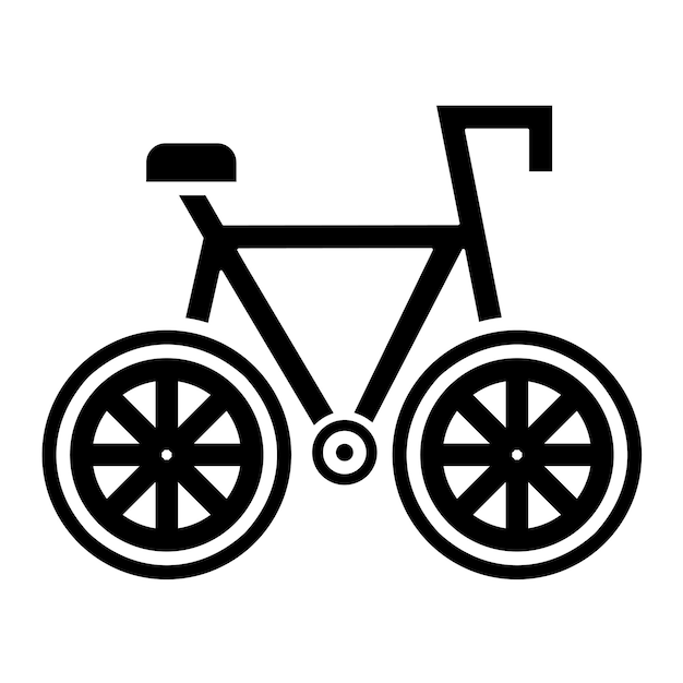 Ilustración de glifo de bicicleta negro sólido