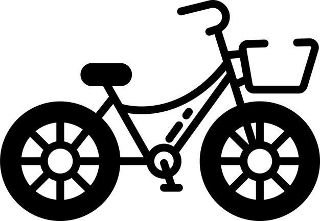 Ilustración de glifo de bicicleta y vector de líneas