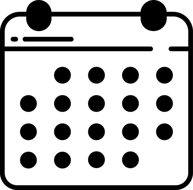 Ilustración de glifo de calendario y vector de líneas