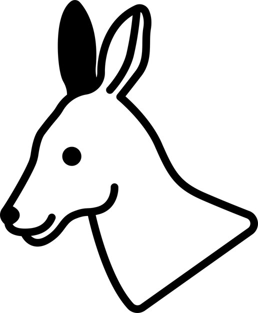 Ilustración de glifo de cara de canguro y vector de líneas