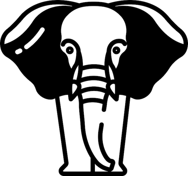 Ilustración de glifo de cara de elefante y vector de líneas