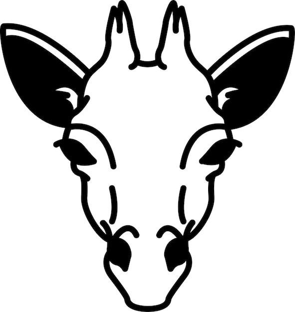 Ilustración de glifo de cara de jirafa y vector de líneas