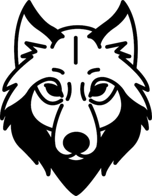 Ilustración de glifo de cara de lobo y vector de línea