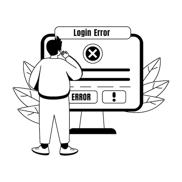 Una ilustración de glifo de un carácter que tiene un error de inicio de sesión