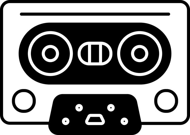 Ilustración de glifo de cassette y vector de líneas