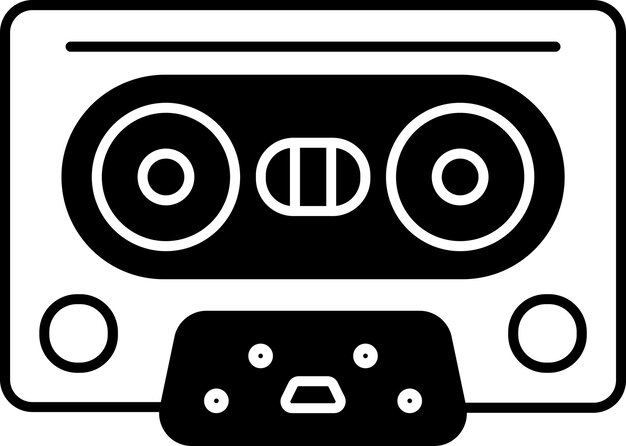 Vector ilustración de glifo de cassette y vector de líneas