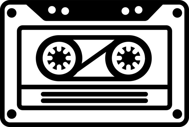 Ilustración de glifo de cassette y vector de líneas