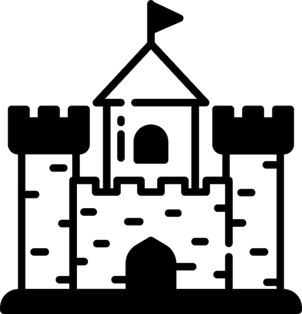 Ilustración de glifo de castillo y vector de líneas