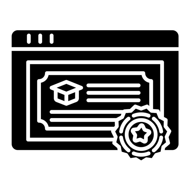 Ilustración Glifo Certificado Negro Sólido