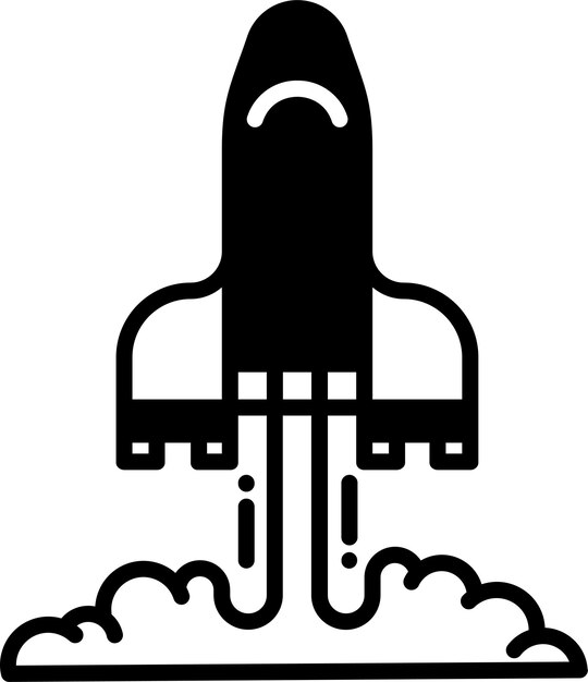 Ilustración de glifo de cohete y vector de línea