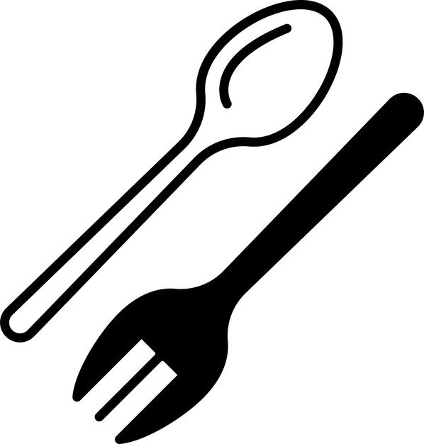 Ilustración de glifo de cuchara y tenedor y vector de línea