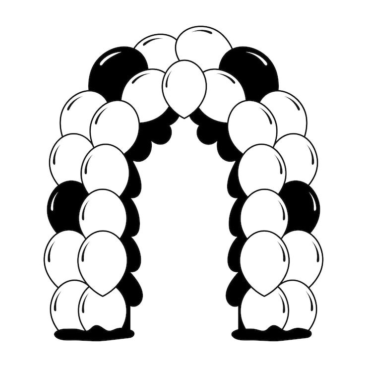 Vector ilustración de glifo de la decoración de la puerta del globo de cumpleaños