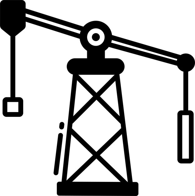 Ilustración de glifo de Derrick en aceite y vector de líneas