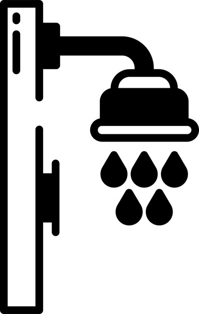 Ilustración de glifo de ducha y vector de líneas
