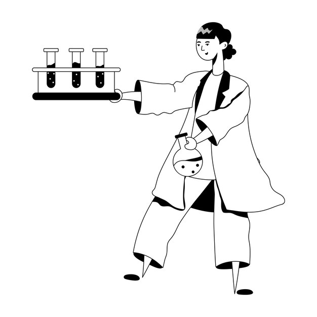 Una ilustración de glifo editable de un técnico de laboratorio